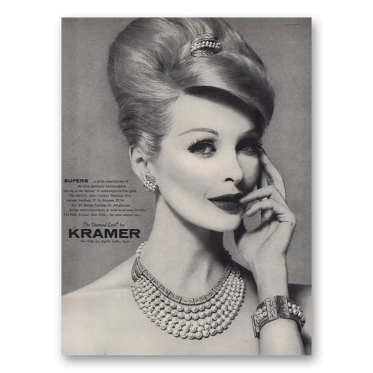 1960 Kramer Jewelry Superb Lavish Magnificence Pearls Vintage Magazine Print Ad