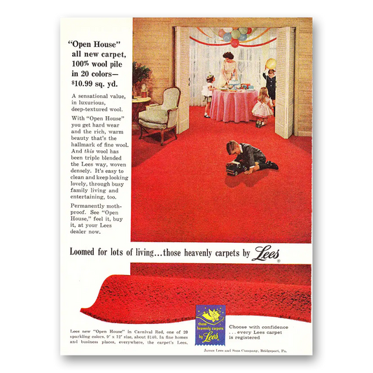 1960 Lees Carpet Open House All New Carpet Vintage Magazine Print Ad