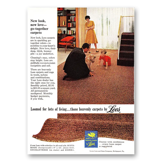 1960 Lees Carpet Loomed for Lots of Living Vintage Magazine Print Ad