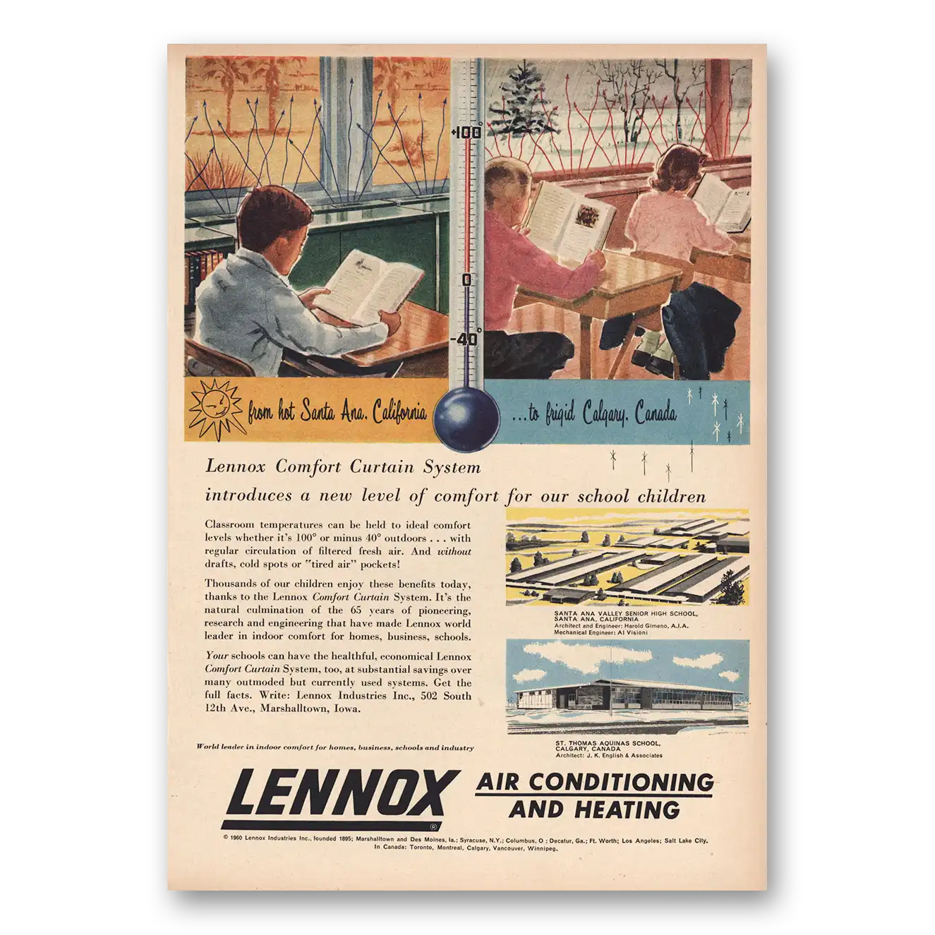 1960 Lennox Air Conditioning and Heating Hot Santa Ana California Vintage Magazine Print Ad