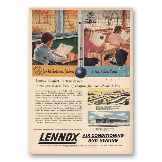 1960 Lennox Air Conditioning and Heating Hot Santa Ana California Vintage Magazine Print Ad