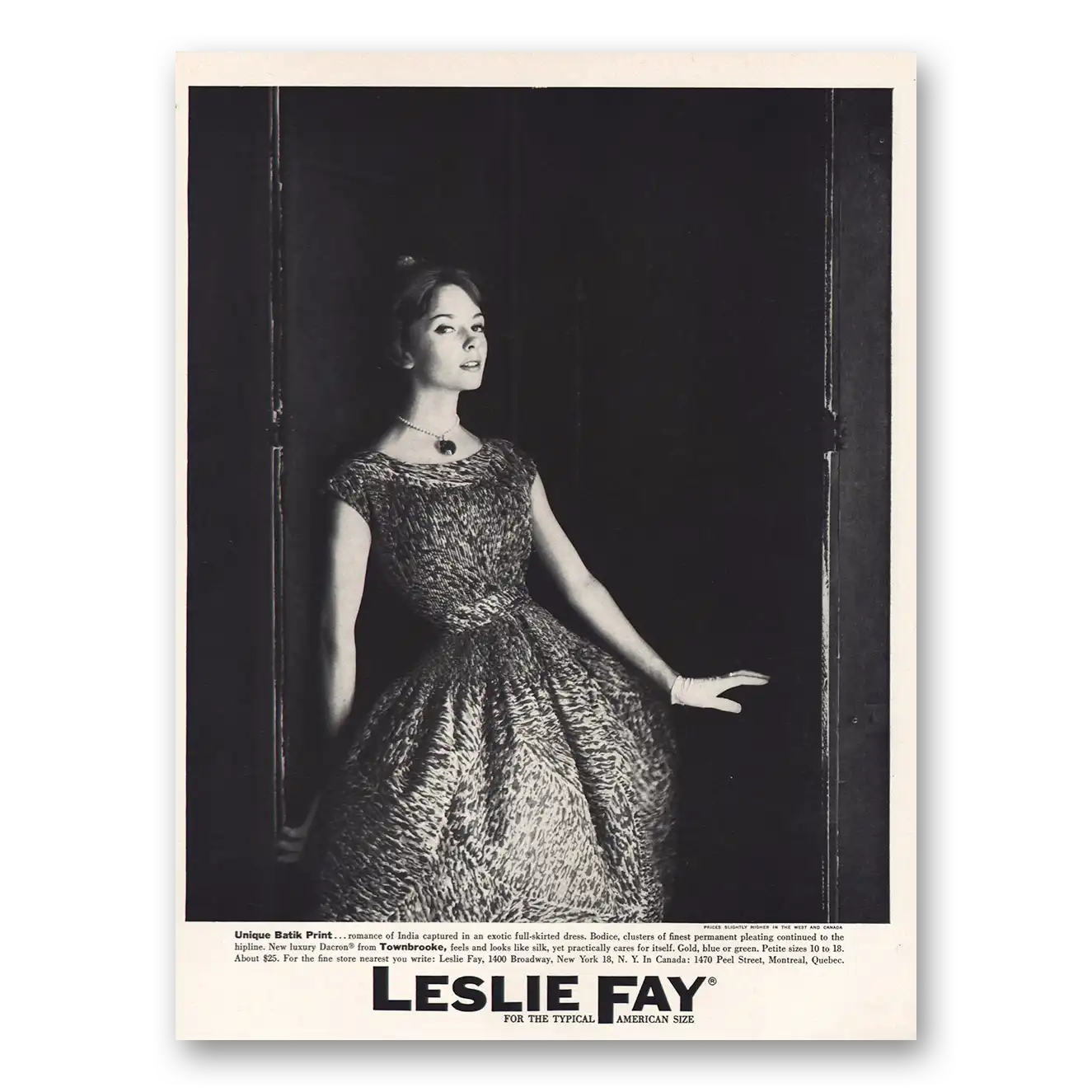 1960 Leslie Fay Unique Batik Print Vintage Magazine Print Ad