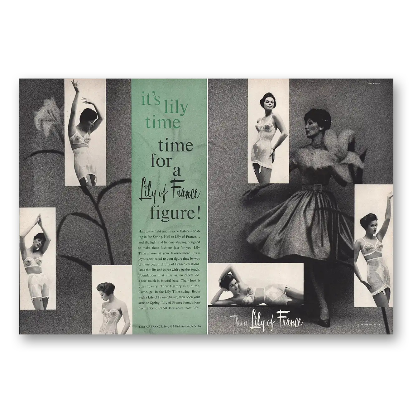 1960 Lily of France Undergarments Lily Time Vintage Magazine Print Ad