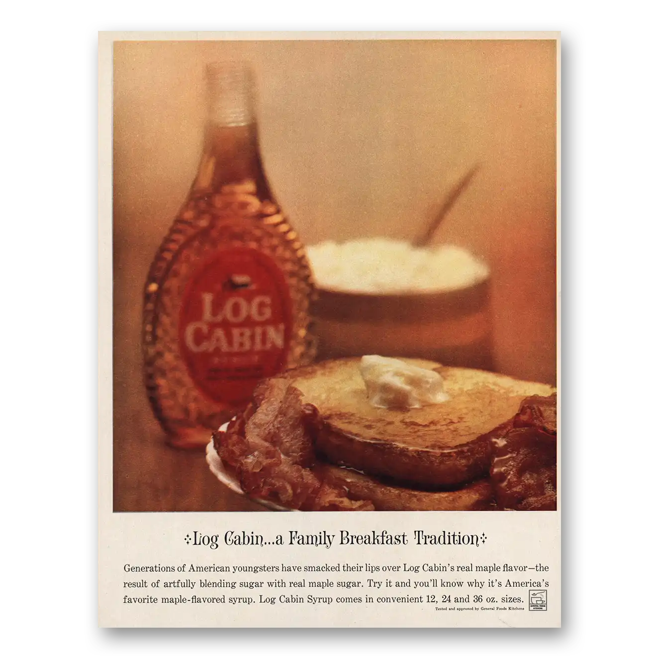 1960 Log Cabin Syrup Family Breakfast Tradition Vintage Magazine Print Ad