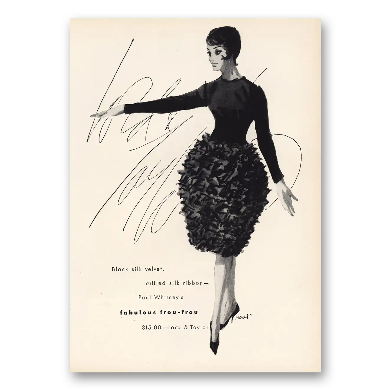 1960 Lord & Taylor Fabulous Frou Frou Vintage Magazine Print Ad