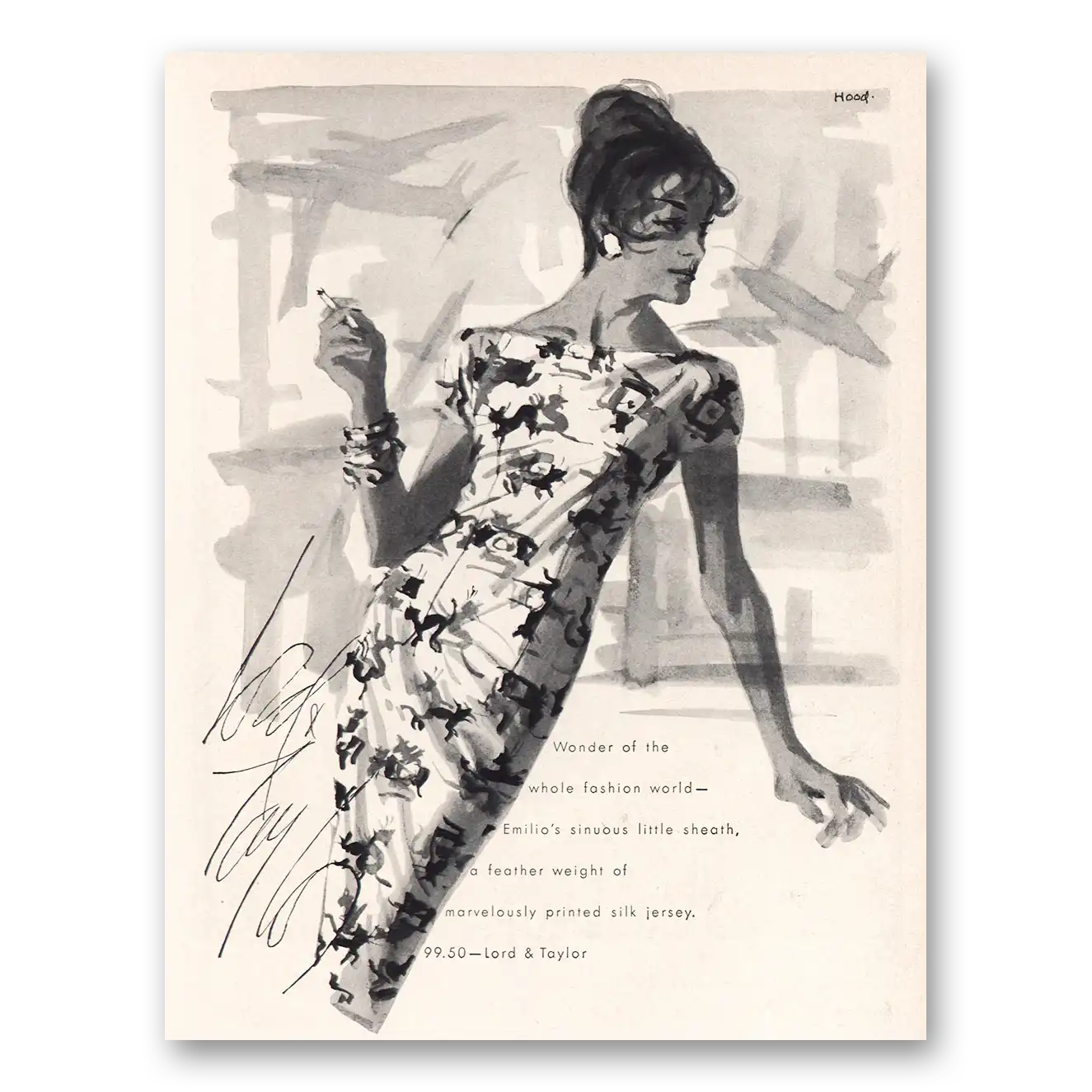 1960 Lord & Taylor Emilios Sinuous Little Sheath Vintage Magazine Print Ad