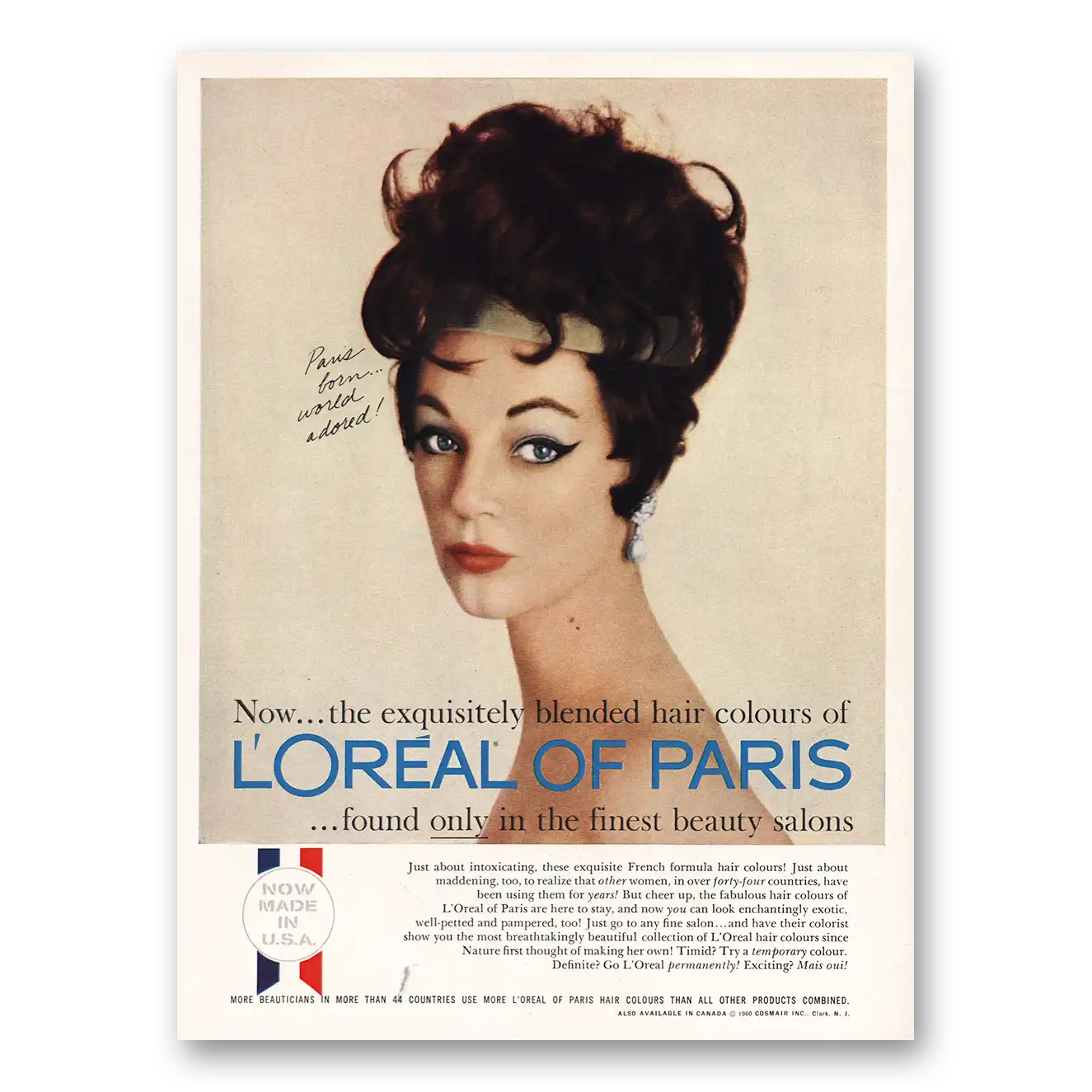 1960 Loreal Hair Colour Exquisitely Blended Hair Colours Vintage Magazine Print Ad