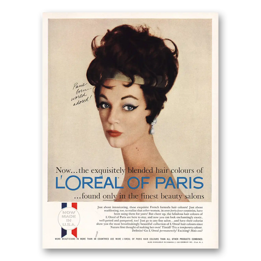 1960 Loreal Hair Colour Exquisitely Blended Hair Colours Vintage Magazine Print Ad