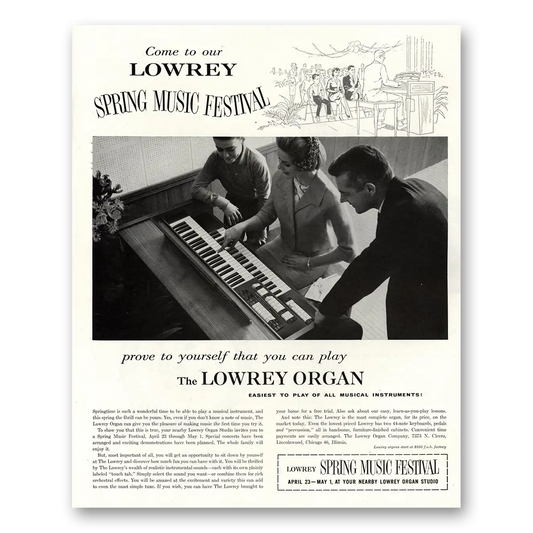 1960 Lowrey Organs Spring Music Festival Vintage Magazine Print Ad