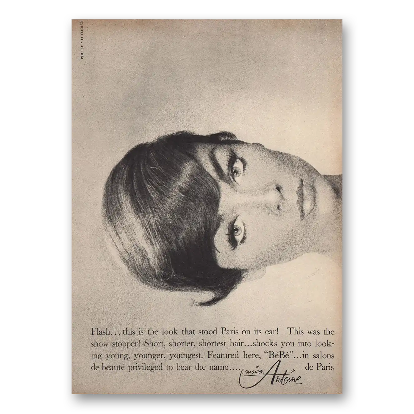 1960 Maison Antoine de Paris Look That Stood Paris On Its Ear Vintage Magazine Print Ad