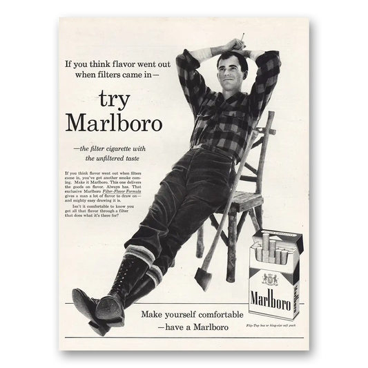 1960 Marlboro Cigarettes Make Yourself Comfortable Vintage Magazine Print Ad