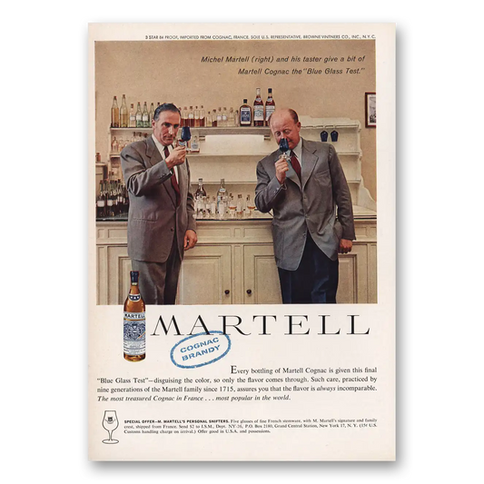 1960 Martell Cognac Michel Martell and His Tester Vintage Magazine Print Ad