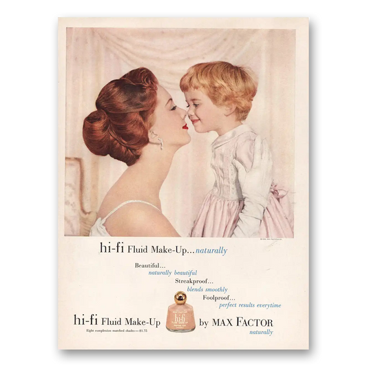 1960 Max Factor Cosmetics Hi Fi Fluid Make Up Naturally Vintage Magazine Print Ad