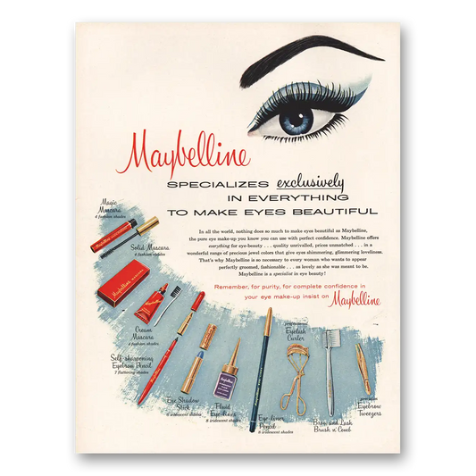 1960 Maybelline Eye Makeup Everything To Make Eyes Beautiful Vintage Magazine Print Ad