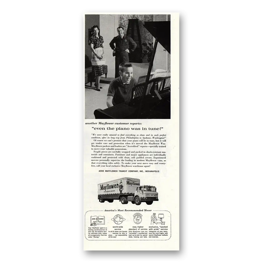 1960 Mayflower Moving Trucks Even the Piano Was In Tune Vintage Magazine Print Ad