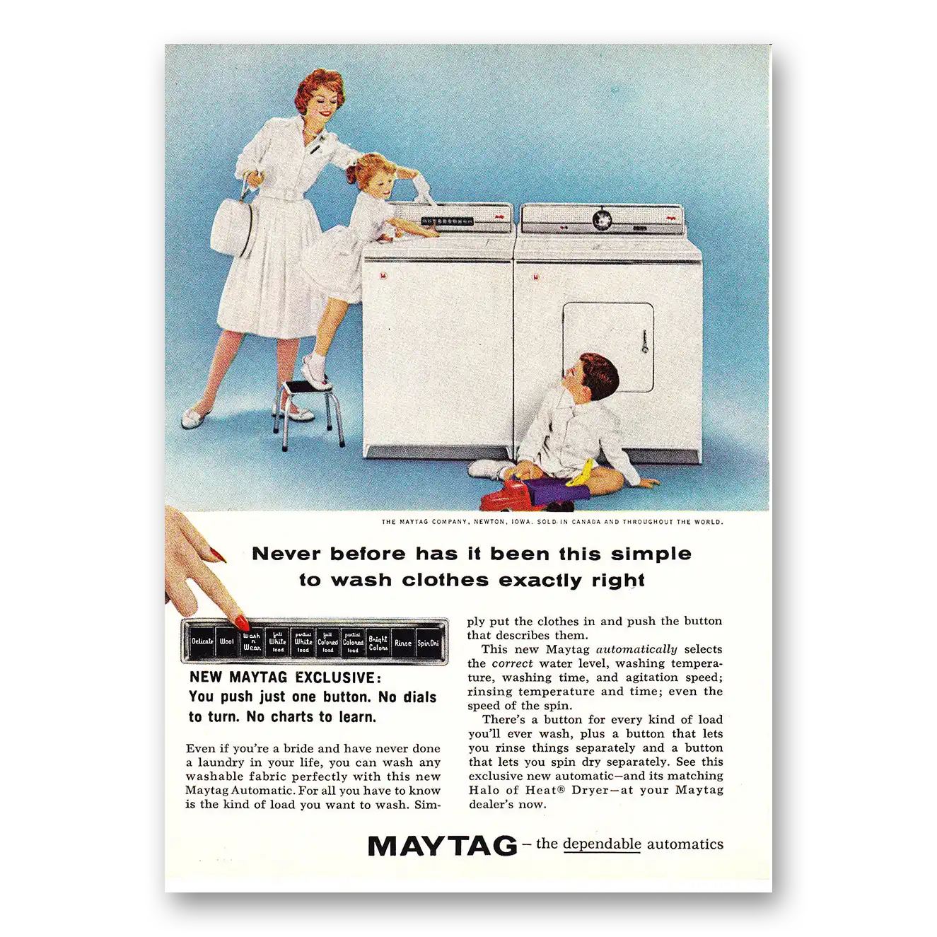 1960 Maytag Washer Dryer  Simple to Wash Clothes Vintage Magazine Print Ad