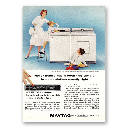 1960 Maytag Washer Dryer  Simple to Wash Clothes Vintage Magazine Print Ad