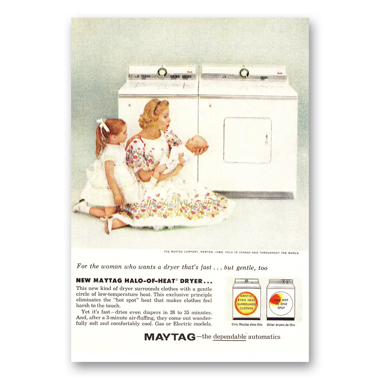 1960 Maytag Washer Dryer Halo of Heat Dryer Vintage Magazine Print Ad