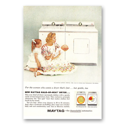 1960 Maytag Washer Dryer Halo of Heat Dryer Vintage Magazine Print Ad