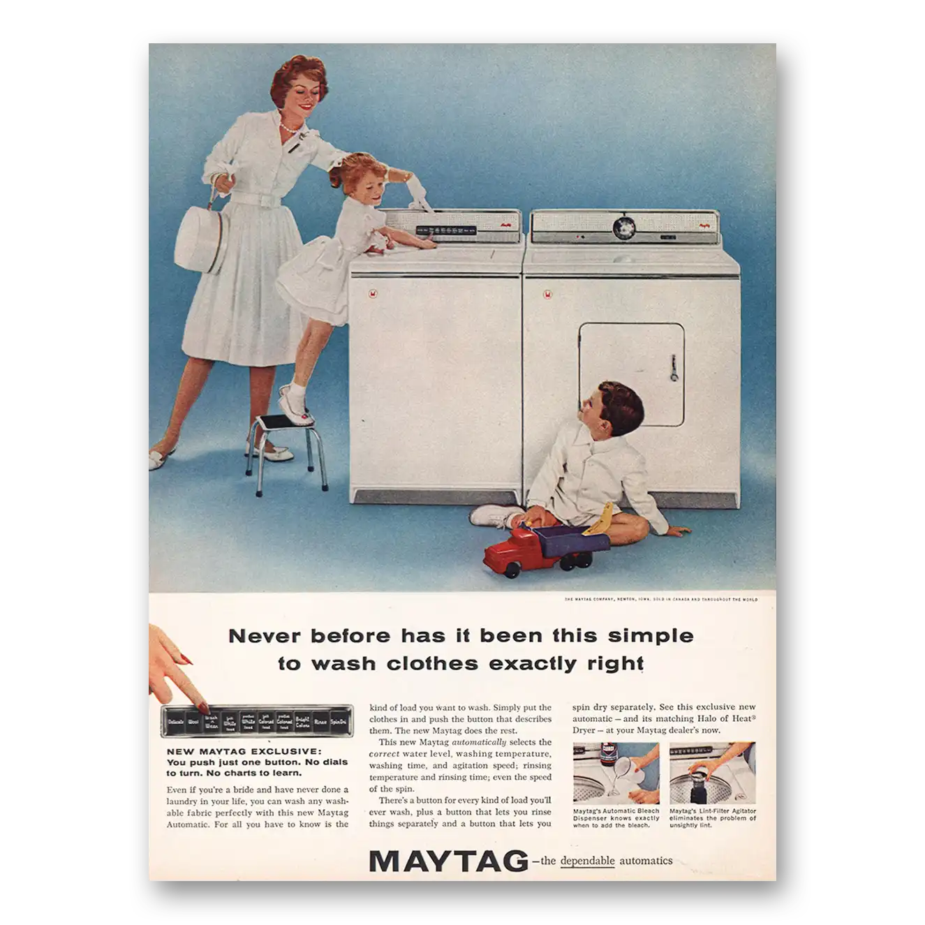 1960 Maytag Washer Dryer Never Before Has It Been This Simple Vintage Magazine Print Ad