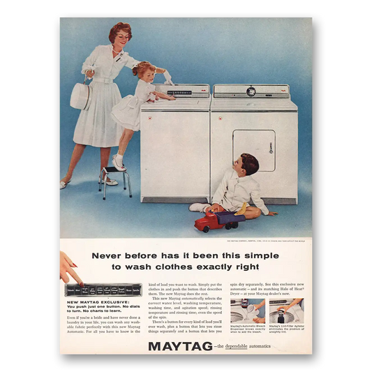 1960 Maytag Washer Dryer Never Before Has It Been This Simple Vintage Magazine Print Ad