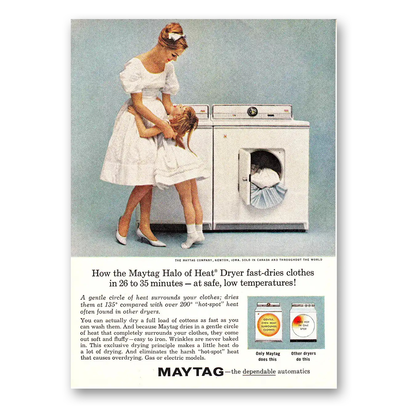 1960 Maytag Washer Dryer Halo of Heat Dryer Vintage Magazine Print Ad