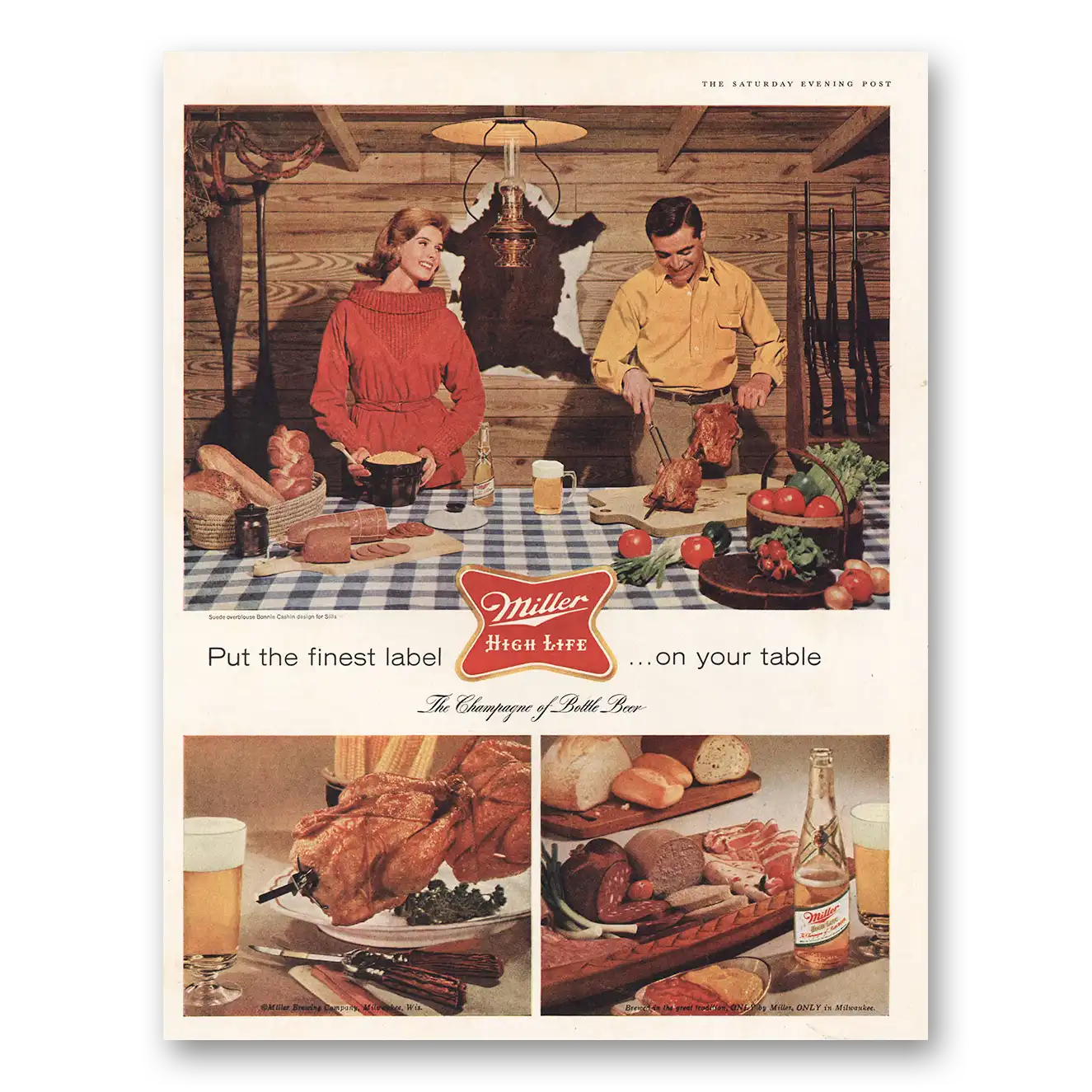 1960 Miller Beer Put the Finest Label On Your Table Vintage Magazine Print Ad