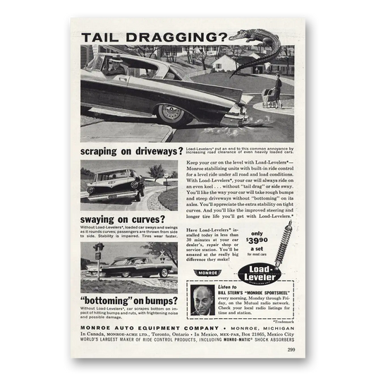 1960 Load Leveler Tail Dragging Vintage Magazine Print Ad