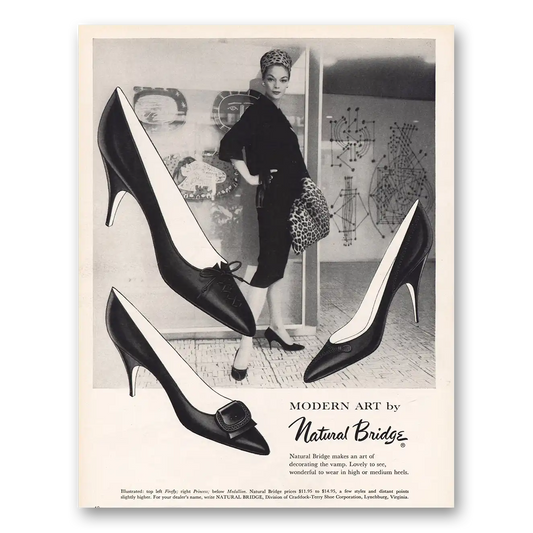 1960 Natural Bridge Shoes Modern Art Vintage Magazine Print Ad