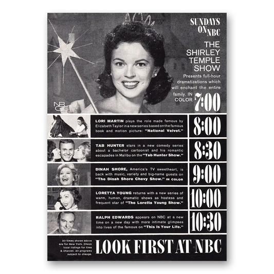 1960 Shirley Temple Show Promo Sundays on NBC Vintage Magazine Print Ad