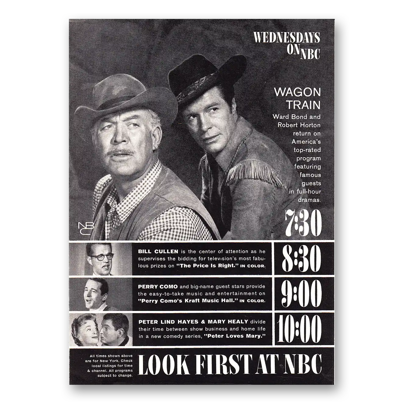 1960 Wagon Train Promo Wednesdays on NBC Vintage Magazine Print Ad