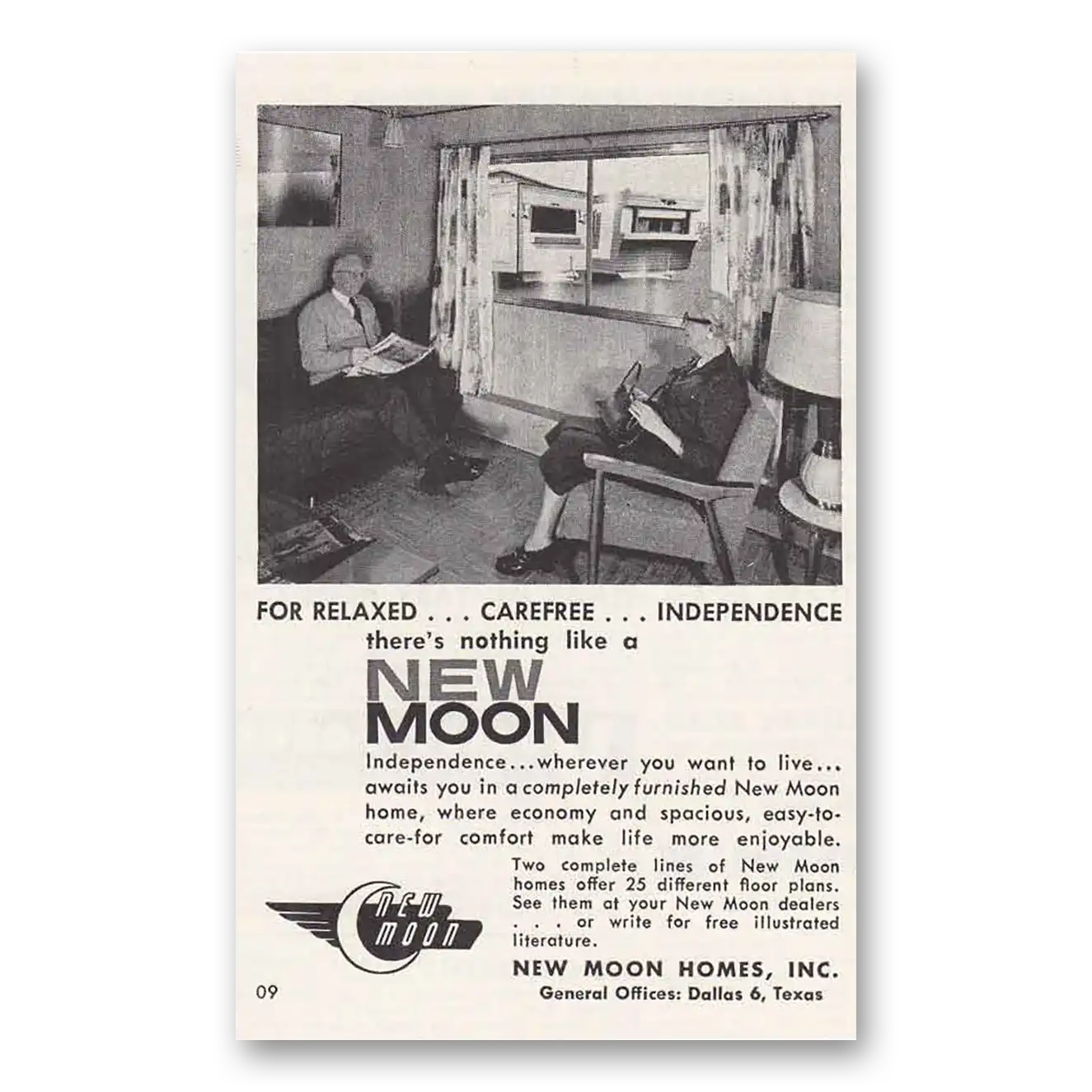 1960 New Moon Homes Relaxed Carefree Independence Vintage Magazine Print Ad