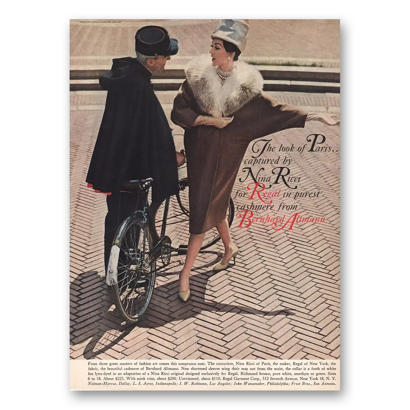 1960 Nina Ricci Look of Paris Bernhard Altmann Vintage Magazine Print Ad