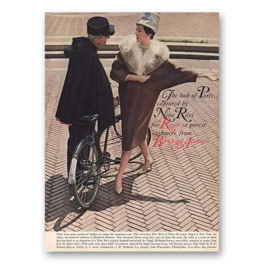 1960 Nina Ricci Look of Paris Bernhard Altmann Vintage Magazine Print Ad