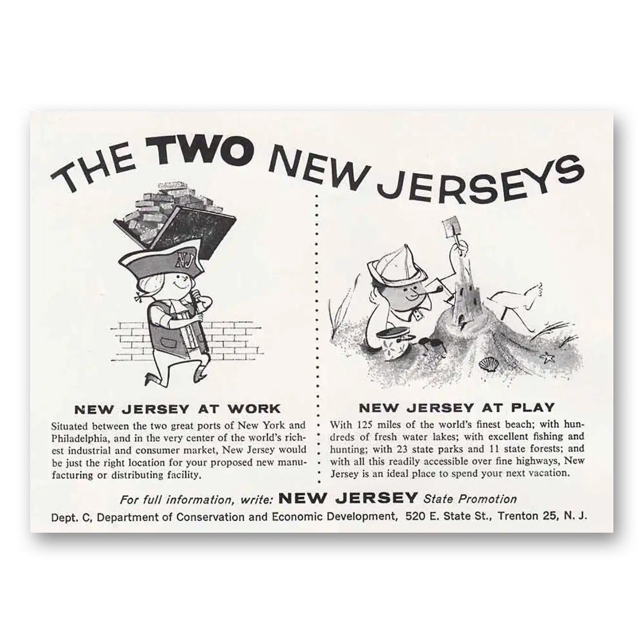 1960 New Jersey Two New Jerseys Vintage Magazine Print Ad