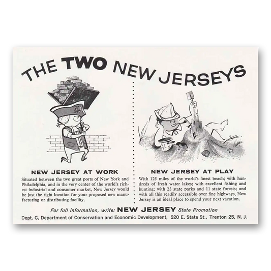 1960 New Jersey Two New Jerseys Vintage Magazine Print Ad