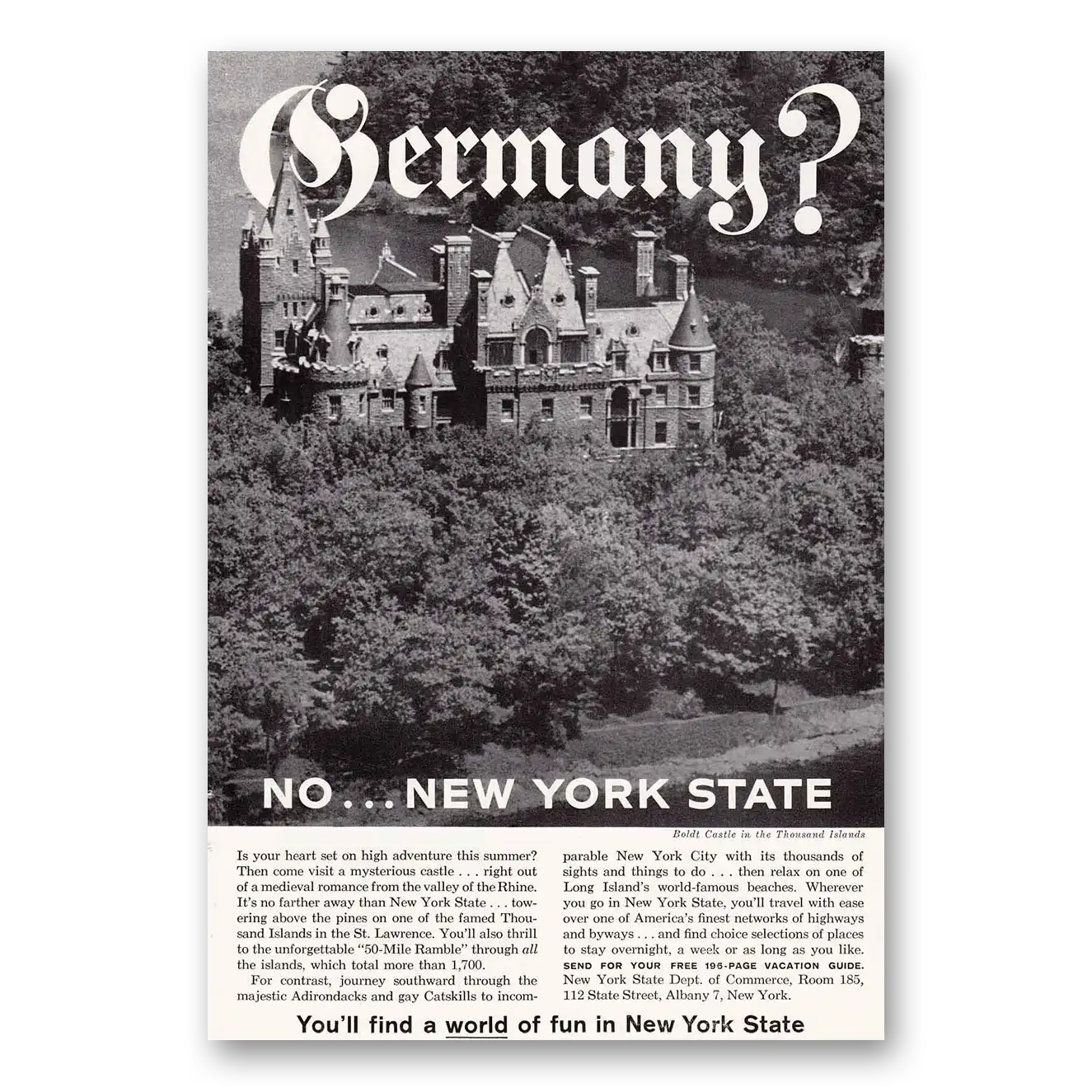 1960 New York Germany No New York State Vintage Magazine Print Ad