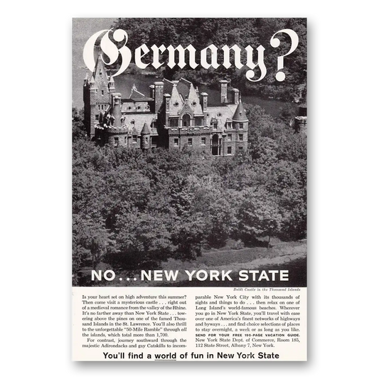 1960 New York Germany No New York State Vintage Magazine Print Ad