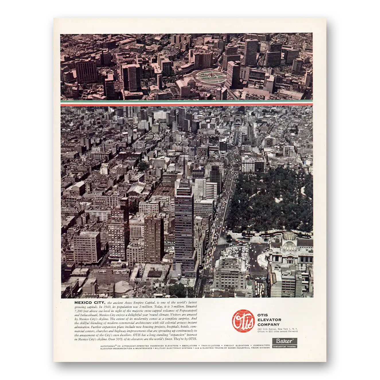 1960 Otis Elevator Mexico City Vintage Magazine Print Ad