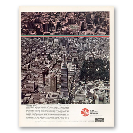 1960 Otis Elevator Mexico City Vintage Magazine Print Ad