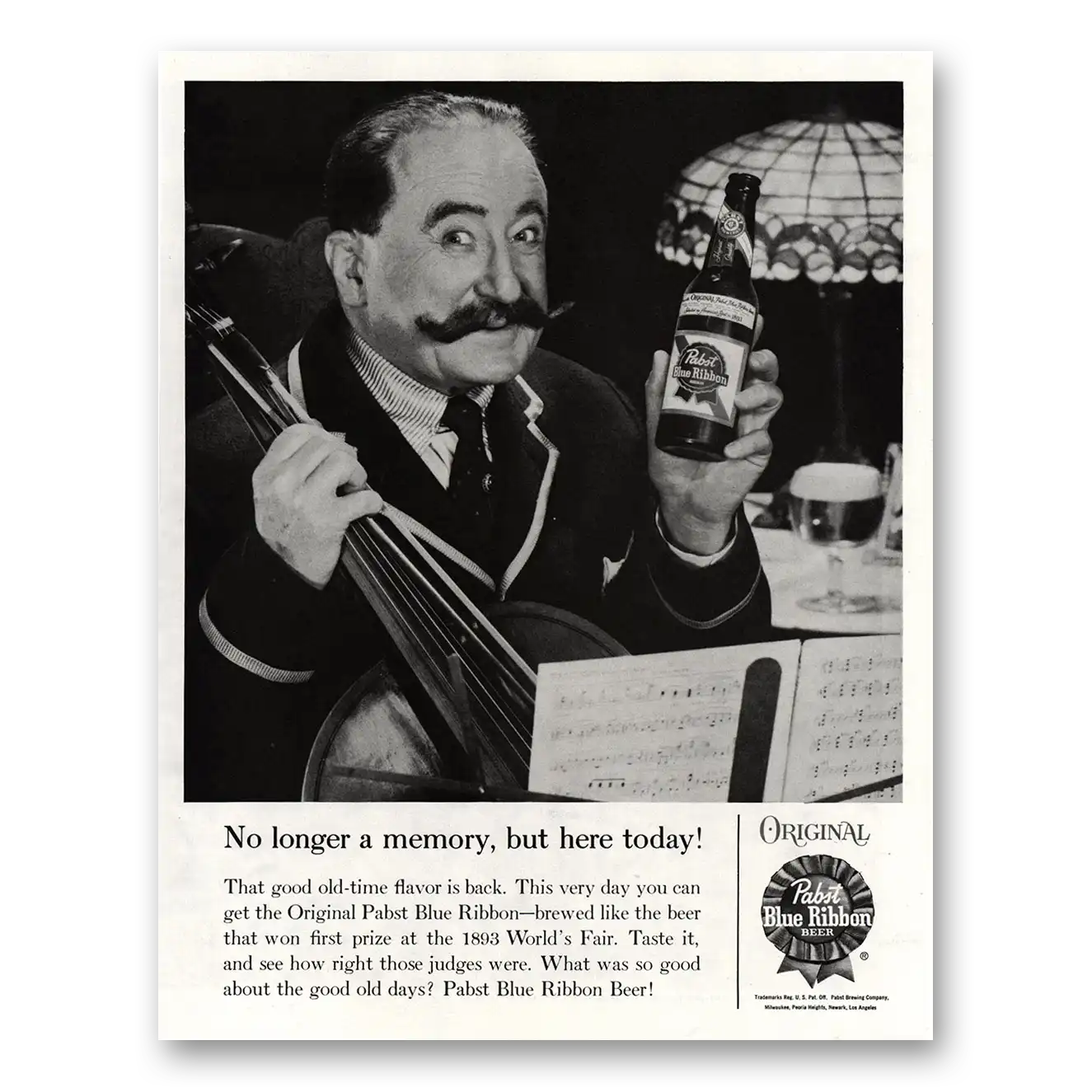 1960 Pabst Blue Ribbon Beer No Longer a Memory But Here Today Vintage Magazine Print Ad