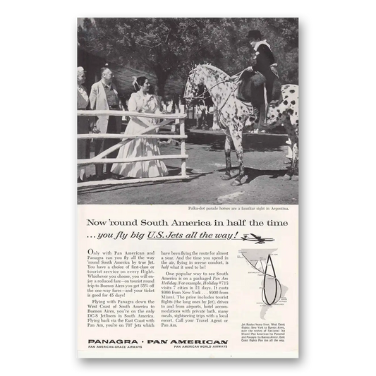 1960 Pan Am Polka Dot Parade Horses Vintage Magazine Print Ad