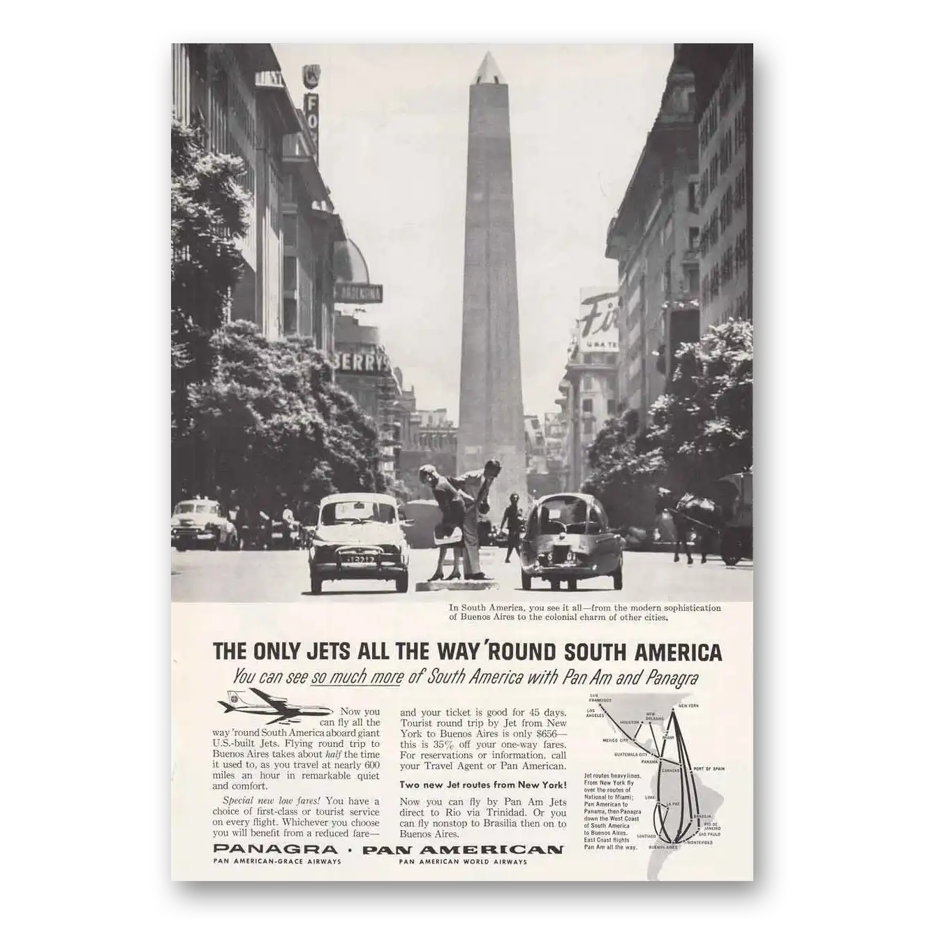 1960 Pan Am All The Way Round Vintage Magazine Print Ad