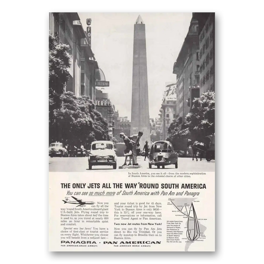 1960 Pan Am All The Way Round Vintage Magazine Print Ad