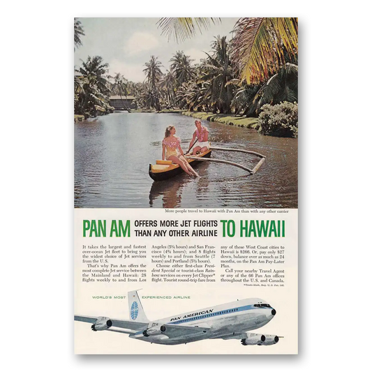 1960 Pan Am Offers More Jet Flights Than Any Other Airline Vintage Magazine Print Ad