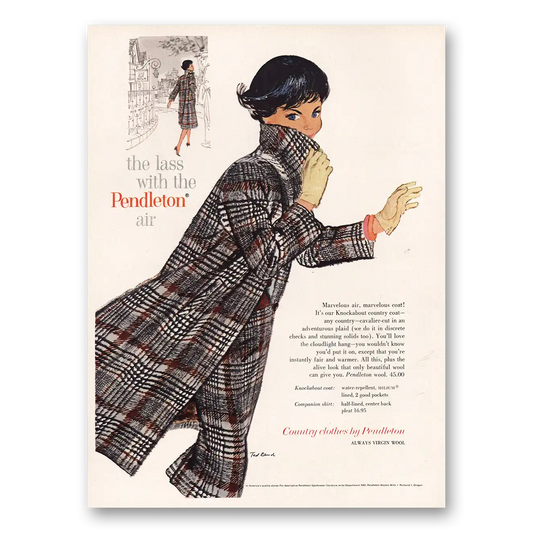 1960 Pendleton Lass With the Pendleton Air Vintage Magazine Print Ad