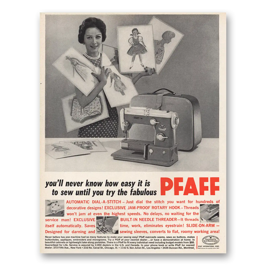 1960 Pfaff Sewing Machines Never Know How Easy It Is to Sew Vintage Magazine Print Ad