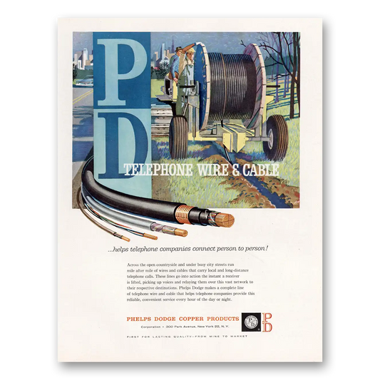 1960 Phelps Dodge Telephone Wire and Cable Vintage Magazine Print Ad