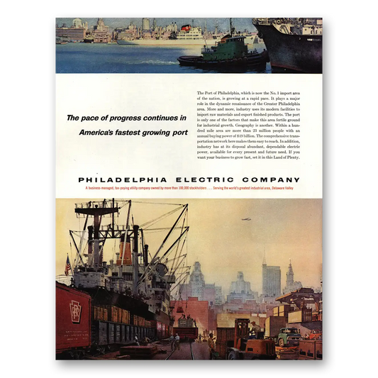 1960 Philadelphia Electric Americas Fastest Growing Port Vintage Magazine Print Ad