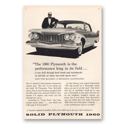 1960 Plymouth Performance King In Its Field Vintage Magazine Print Ad